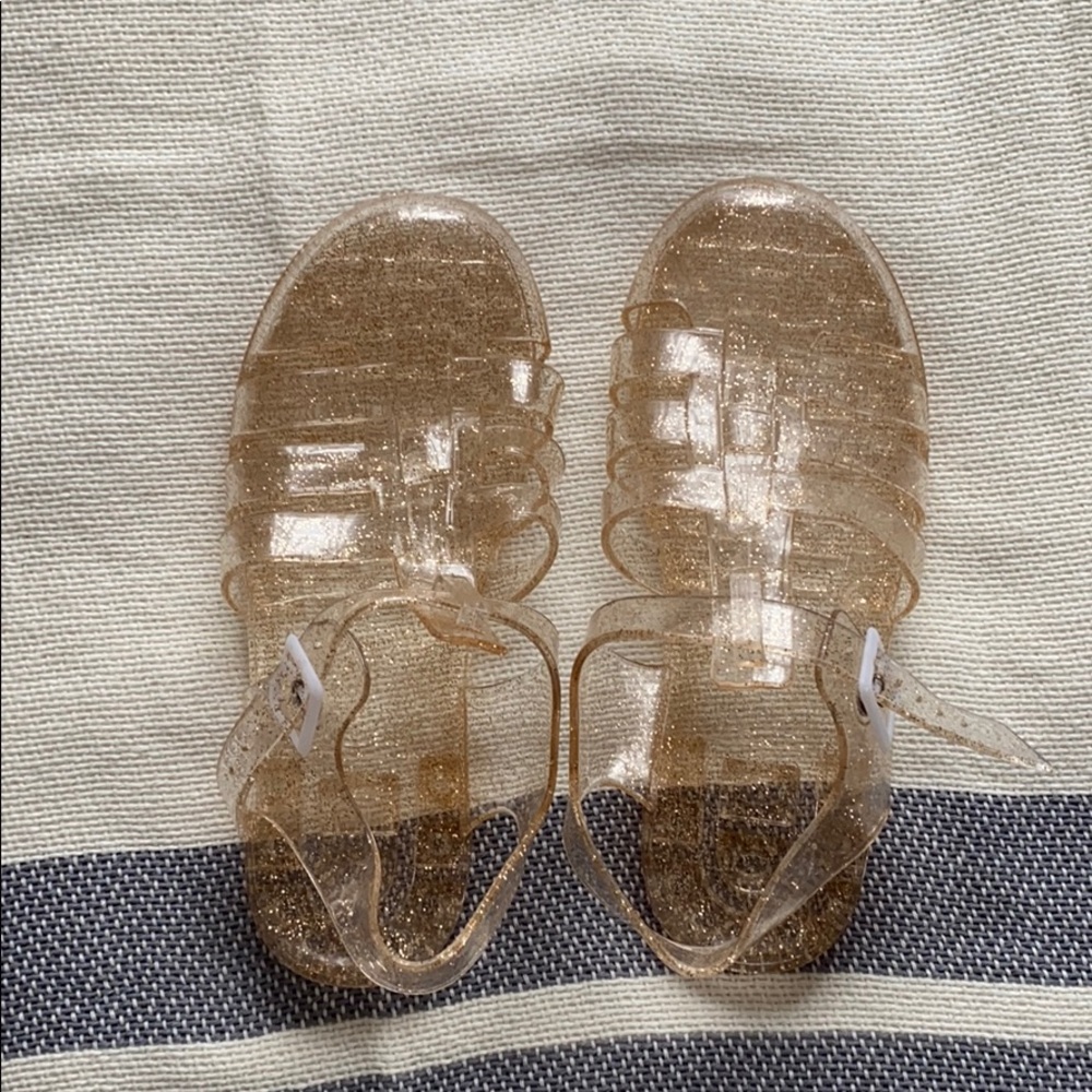 Gold sparkle jelly shoes